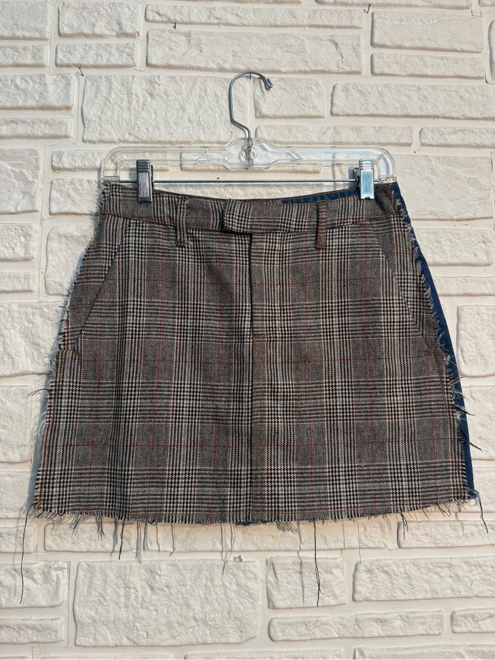 Signature 8 Plaid & Denim Mini Skirt Y2K Grunge Size S